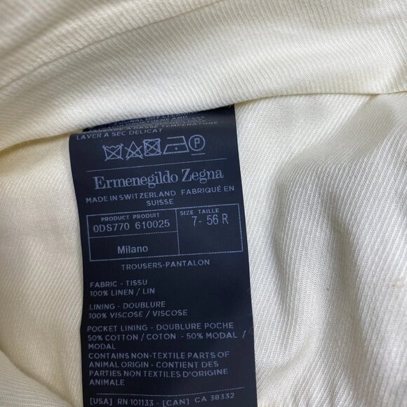 Zegna Men’s Flat Front Linen Tailored Pants - Picture 10 of 10